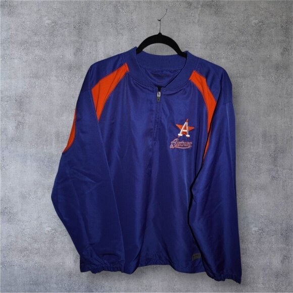 Boombah Houston Astros Pullover Jacket Adult – Blue Orange 1/4 Zip Warm-Up - Picture 2 of 15